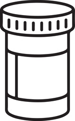 Simple line drawing of a prescription pill bottle with a blank label