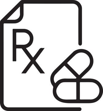 Medical prescription paper with rx symbol and two pills