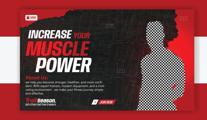 Gym and fitness social media banner template for promotion design