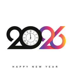 Modern Happy New Year 2026 with colorful gradient typography. Vector