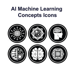 Obraz premium A I Machine Learning Concepts Icons artificial intelligence