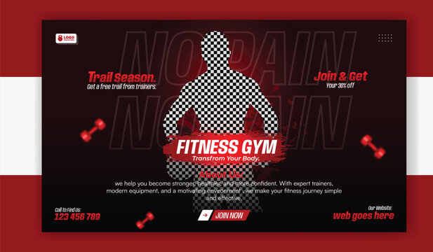 Fitness gym social media post banner template for promotion design