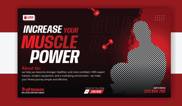 Gym and fitness social media banner template for promotion design