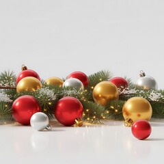 christmas balls on a red background