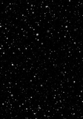 Fine, dense, realistic snow falling on a pure black backdrop. Winter overlay