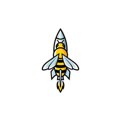 A whimsical cartoon illustration showcases a bee ingeniously merged with a rocket, symbolizing speed, innovation, and the power of nature in flight.