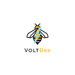 A charming logo design featuring a bee with a lightning bolt, symbolizing energy and nature's power in a visually appealing and modern aesthetic.