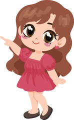 pretty little woman chibi pointing finger