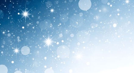 Fototapeta premium Sparkling Winter Background Celestial Blue with Shimmering Snow and Starry Effects
