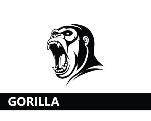 creative black fierce gorilla head logo design inspiration