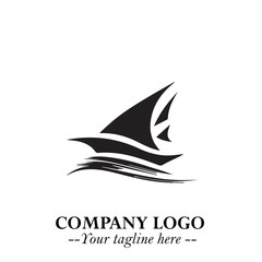 Ship Moving Fast Logo Symbol in Black on the White Background with Modern Maritime Design