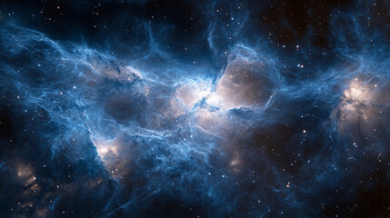 Fototapeta premium A vibrant particle nebula interwoven with digital overlays, combining cosmic energy and futuristic circuitry in a luminous