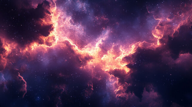 A vibrant particle nebula interwoven with digital overlays, combining cosmic energy and futuristic circuitry in a luminous - Powered by Adobe