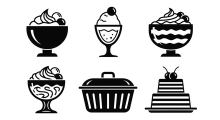 Sweet treats icon set perfect for menu designs and dessert promotions
