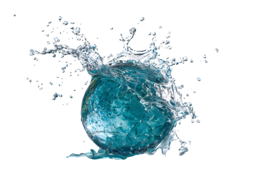 Water ball explosion with dynamic splash effect
