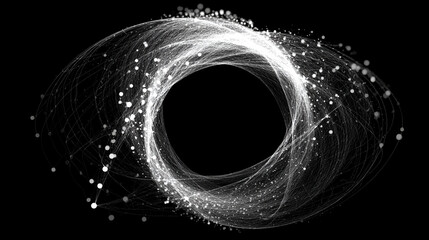 Particle wave forming circular abstract shape representing flow of energy motion digital patterns and futuristic visualization in mesmerizing and dynamic conceptual composition