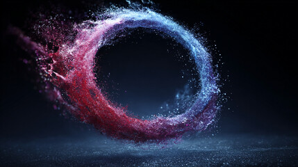 Particle wave forming circular abstract shape representing flow of energy motion digital patterns and futuristic visualization in mesmerizing and dynamic conceptual composition