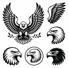 Spreading‑Wings Eagle Illustration Set &mdash; Matching Vector Assets