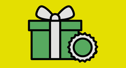 Celebrate deals with this green gift box and trendy badge icon