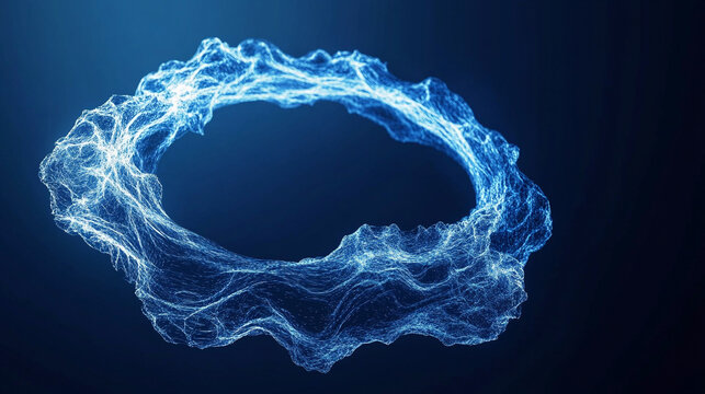 Particle wave forming circular abstract shape representing flow of energy motion digital patterns and futuristic visualization in mesmerizing and dynamic conceptual composition