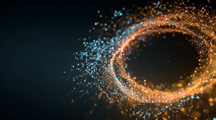 Particle wave forming circular abstract shape representing flow of energy motion digital patterns and futuristic visualization in mesmerizing and dynamic conceptual composition