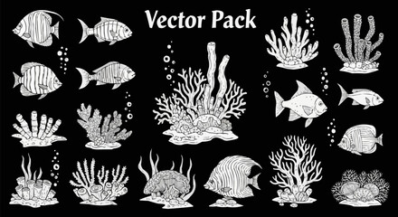 Underwater World Vector Pack - Fish, Coral, and Sea Life Illustrations.