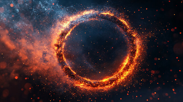 Particle wave forming circular abstract shape representing flow of energy motion digital patterns and futuristic visualization in mesmerizing and dynamic conceptual composition