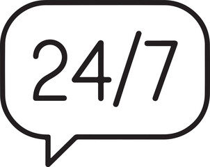 24 7 support chat bubble icon for constant communication