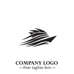 Ship Moving Fast Logo Symbol in Black on the White Background with Modern Maritime Design