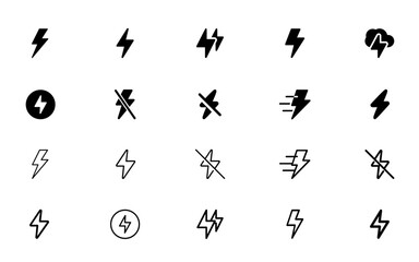 Flash Icon, Lightning Bolt Symbol, Energy Power Vector Design