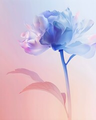 Ink-Style Peony Illustration on Pastel Peach-to-Lavender Gradient Background. It ideal for packaging, stationery, digital overlays, or luxury lifestyle design.