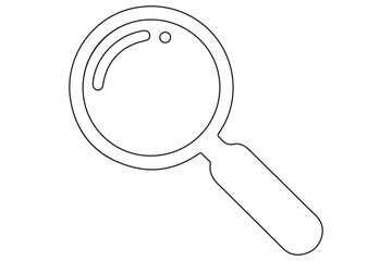 Continuous one line drawing of magnifying glass icon outline
