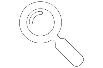 Continuous one line drawing of magnifying glass icon outline
