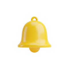 Bright yellow bell icon with a loop for hanging isolated on transparent background