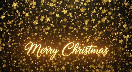 Sparkling Gold Stars Merry Christmas Celebration Greeting