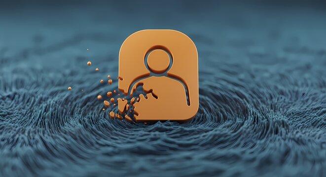 Abstract representation of a user icon emerging from a swirling blue background, symbolizing digital presence
