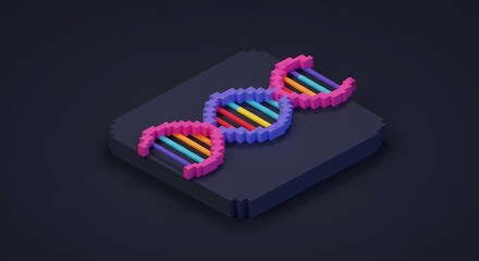 Abstract representation of DNA strands in vibrant colors on a dark background, showcasing genetic structure