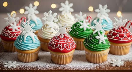 Festive Snowflake Frosted Holiday Cupcakes Delight