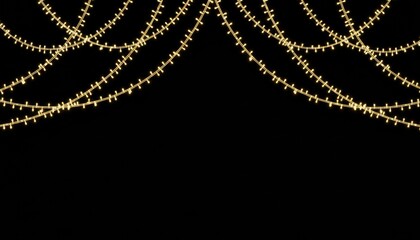 Warm white string lights isolated on black. Perfect for festive holiday overlay