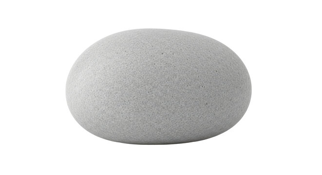 Single smooth gray natural river stone or spa therapy pebble design element isolated PNG with Transparent Background