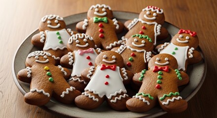 Homemade Gingerbread Cookies Decorated for the Holidays