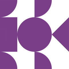 Abstract Geometric Design Purple Circles Squares Triangles White Background Minimalist Modern Art