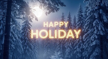 Happy Holiday Season Winter Forest Scene