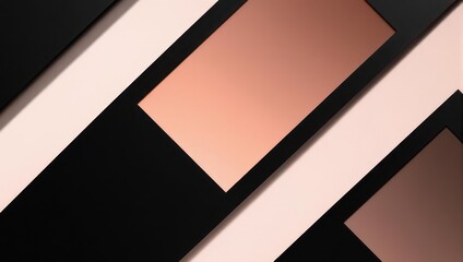 Abstract geometric composition with black, beige, and copper rectangles.