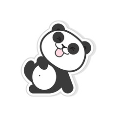 Cute Panda Face Illustration with Tongue Out, Playful and Happy Style