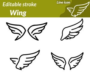 A sleek and elegant icon character illustrating a stylized wing with layered. Feathers flowing upward symbolizing freedom power, and aspiration. The design conveys motion grace and inspiration.