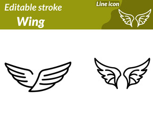 A detailed stylized wing symbol featuring multiple layered feathers arranged in a smooth curved shape. The icon shows elegant sweeping feather lines with a dynamic upward motion representing freedom. 