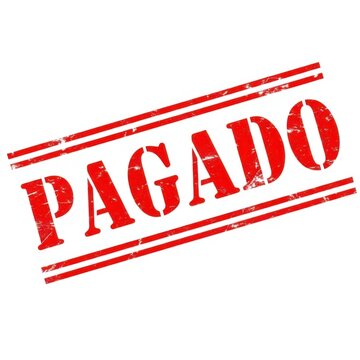 Red 'pagado' stamp grunge texture diagonal on for payment confirmation and business documentation isolated on white background
