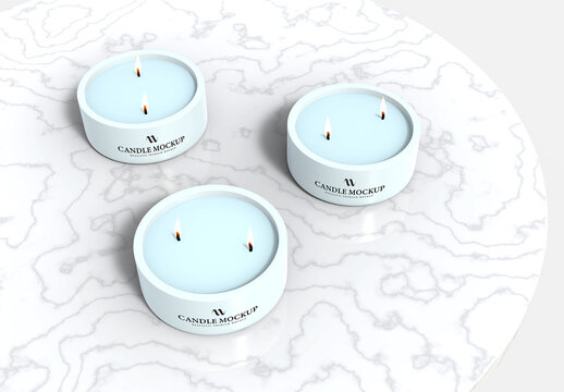 Three Scented Candle Mockup