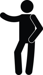 Man icon, black color, stick figure people, human silhouettes, stickmen isolated on white background